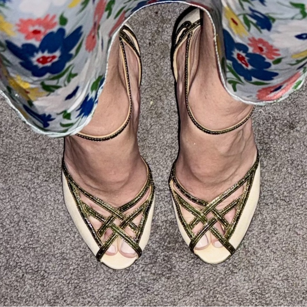 Cole Haan Cream and Green scrappy heels with Nike Air Technology vintage